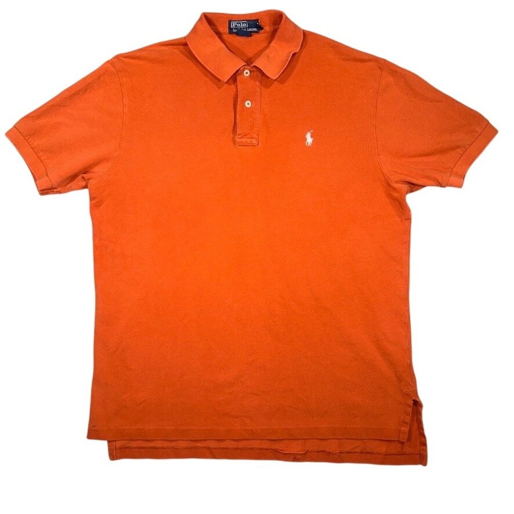 Polo Ralph Lauren Classic Mesh Polo Shirt Large Men Orange Cotton Short Sleeve